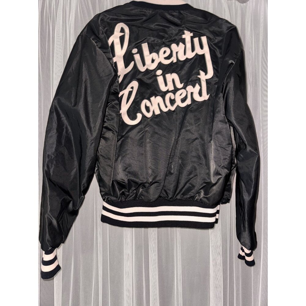 Vintage DeLong Elvis Liberty In Concert Black Satin Bomber Jacket Adult M